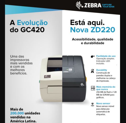 Impressora de Etiquetas Zebra ZD220 - Substituta da GC420